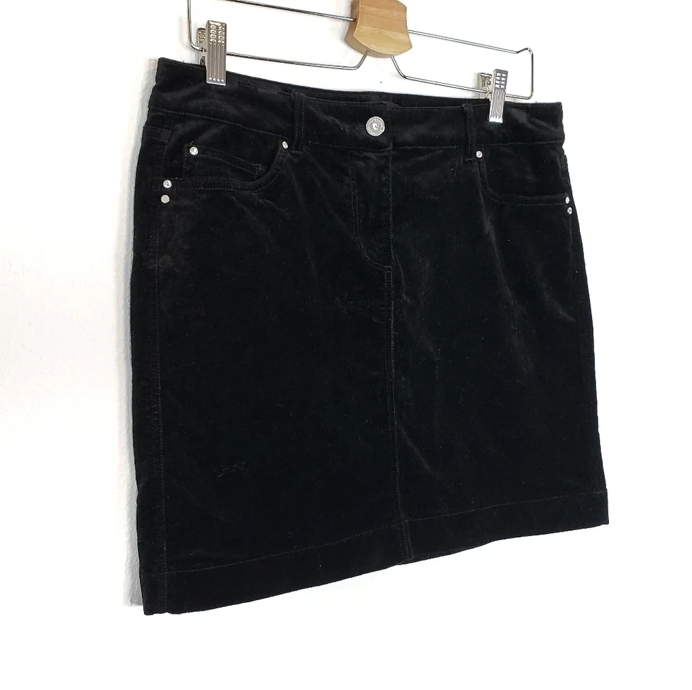White House Black Market velvet crystal stud skirt - Picture 4 of 6